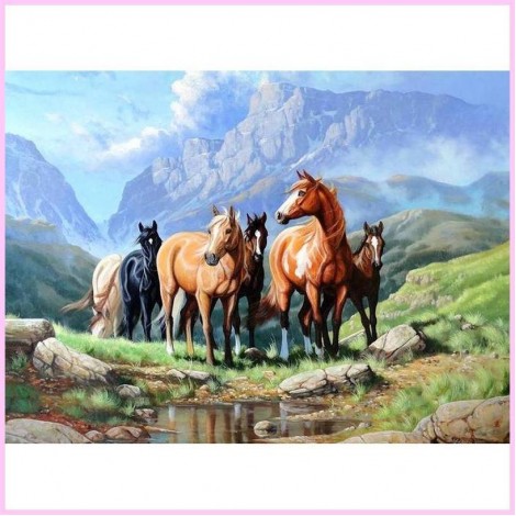 Horses Exploring the Mountainside