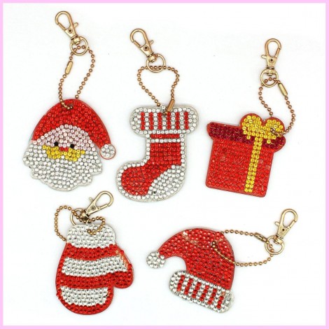 Color Red Themed Diamond Painting Keychains